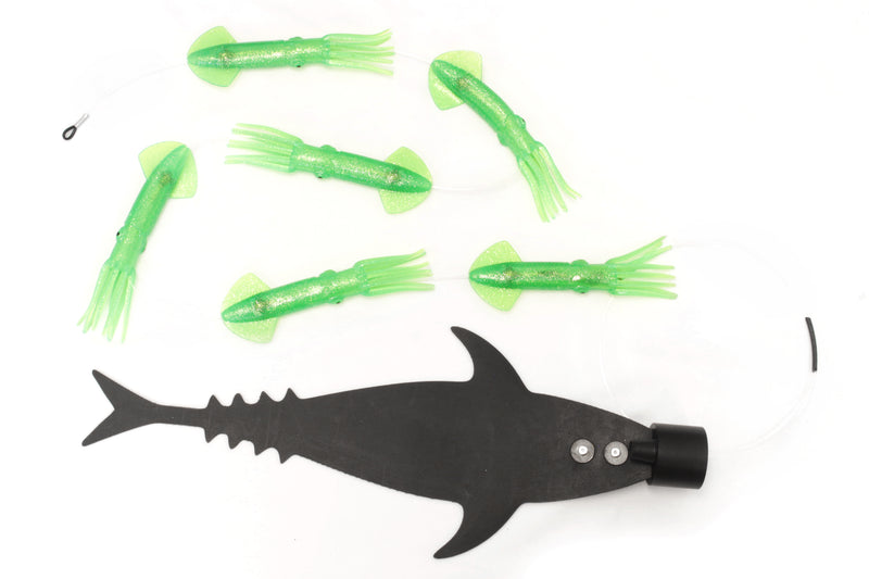 Grander Marlin Tackle Medium Blunt Cut D-Flap Teaser Squid Chain Combo Pack