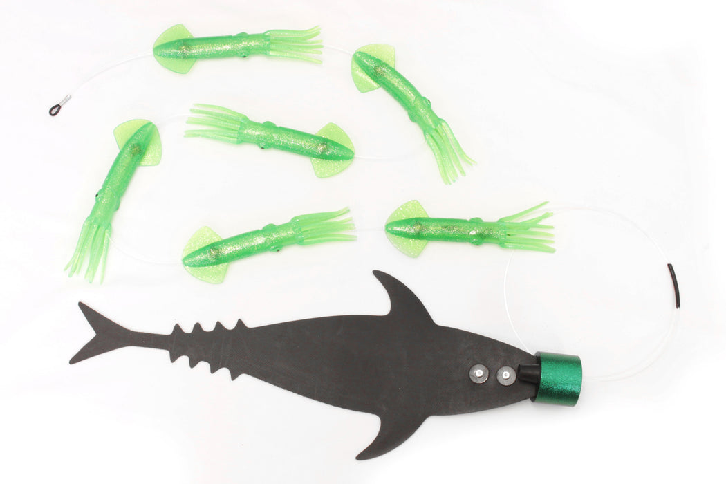 Grander Marlin Tackle Medium Blunt Cut D-Flap Teaser Squid Chain Combo Pack