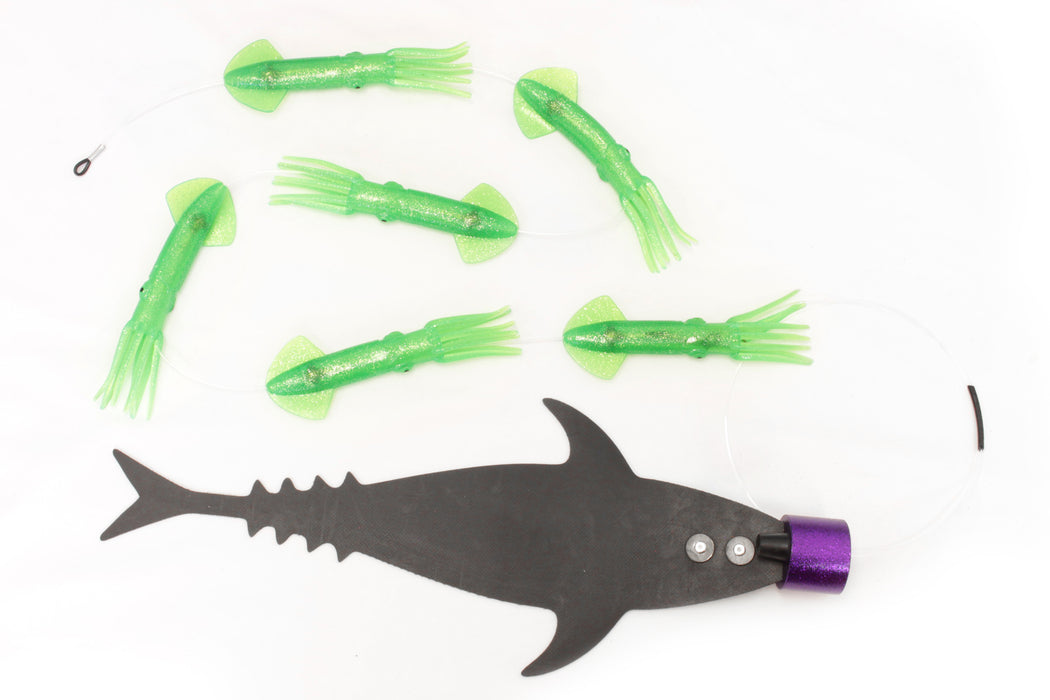 Grander Marlin Tackle Medium Blunt Cut D-Flap Teaser Squid Chain Combo Pack