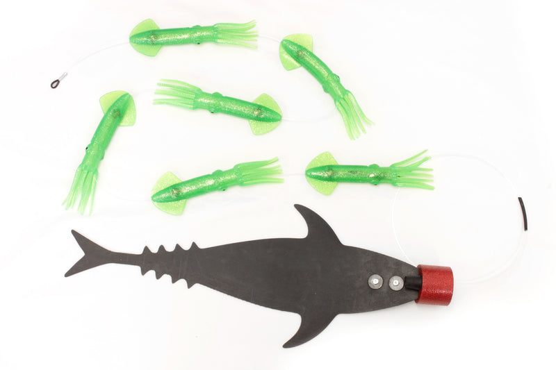 Grander Marlin Tackle Medium Blunt Cut D-Flap Teaser Squid Chain Combo Pack