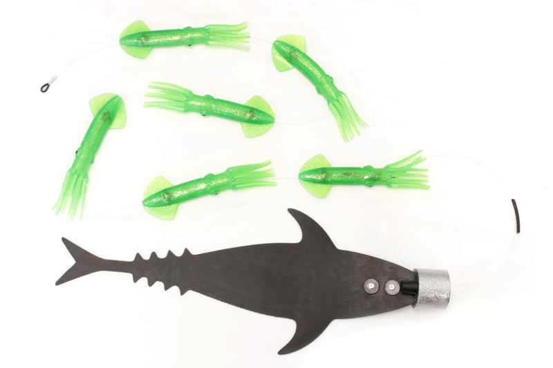 Grander Marlin Tackle Medium Blunt Cut D-Flap Teaser Squid Chain Combo Pack