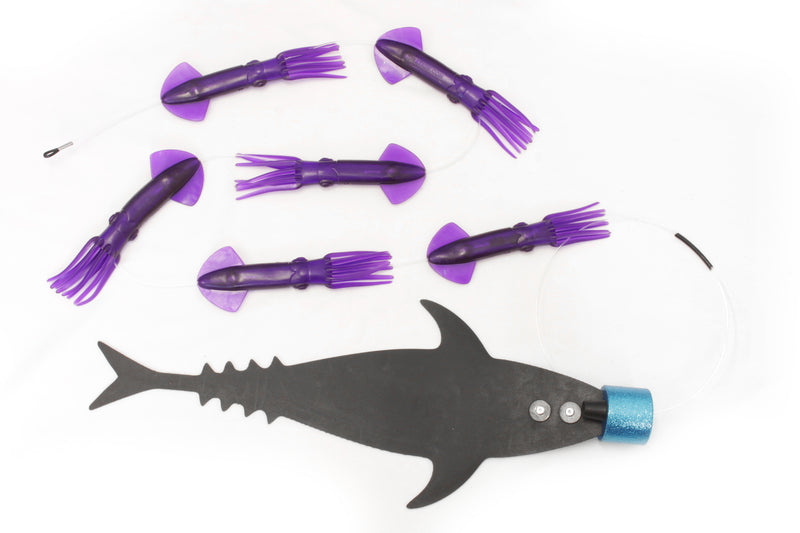 Grander Marlin Tackle Medium Blunt Cut D-Flap Teaser Squid Chain Combo Pack