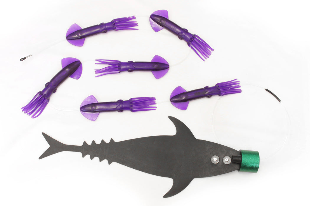 Grander Marlin Tackle Medium Blunt Cut D-Flap Teaser Squid Chain Combo Pack
