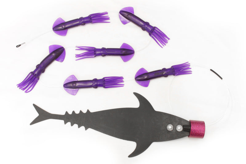 Grander Marlin Tackle Medium Blunt Cut D-Flap Teaser Squid Chain Combo Pack