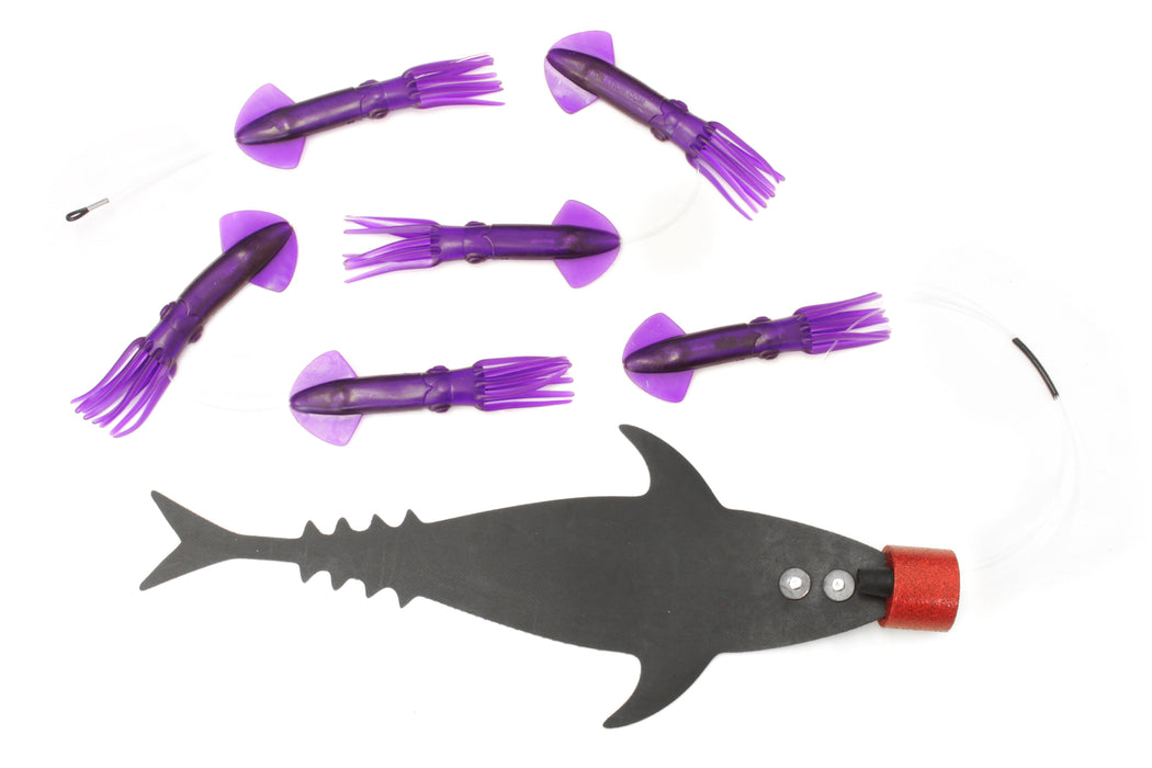 Grander Marlin Tackle Medium Blunt Cut D-Flap Teaser Squid Chain Combo Pack