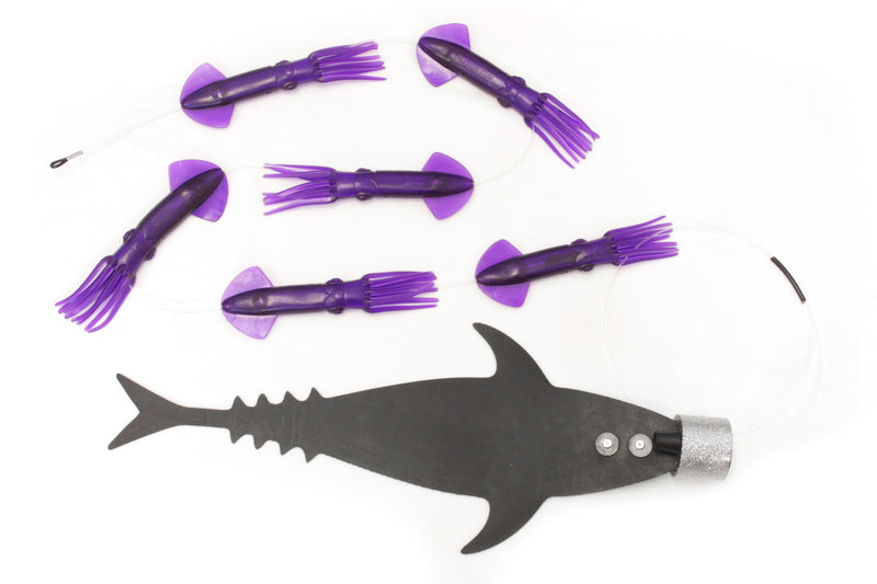 Grander Marlin Tackle Medium Blunt Cut D-Flap Teaser Squid Chain Combo Pack
