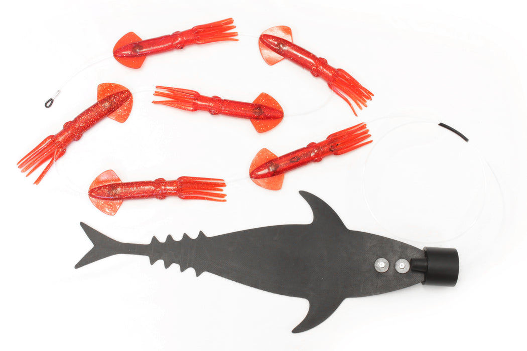 Grander Marlin Tackle Medium Blunt Cut D-Flap Teaser Squid Chain Combo Pack