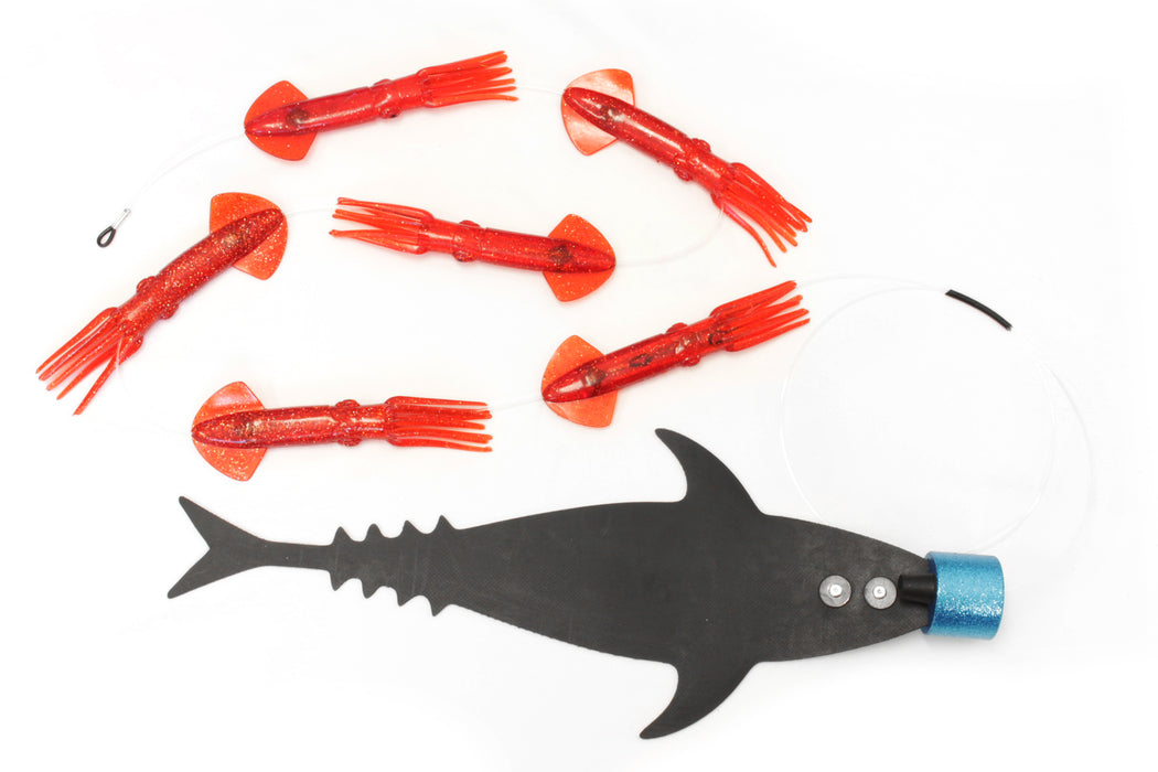 Grander Marlin Tackle Medium Blunt Cut D-Flap Teaser Squid Chain Combo Pack