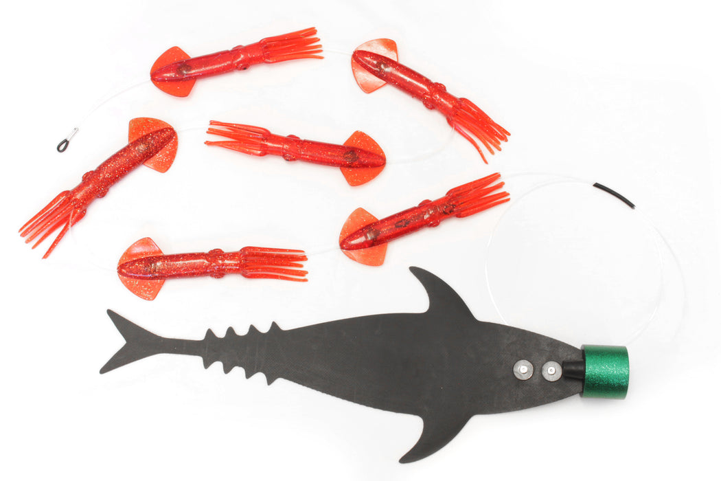 Grander Marlin Tackle Medium Blunt Cut D-Flap Teaser Squid Chain Combo Pack