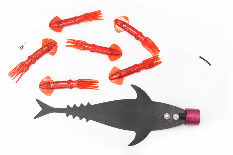 Grander Marlin Tackle Medium Blunt Cut D-Flap Teaser Squid Chain Combo Pack