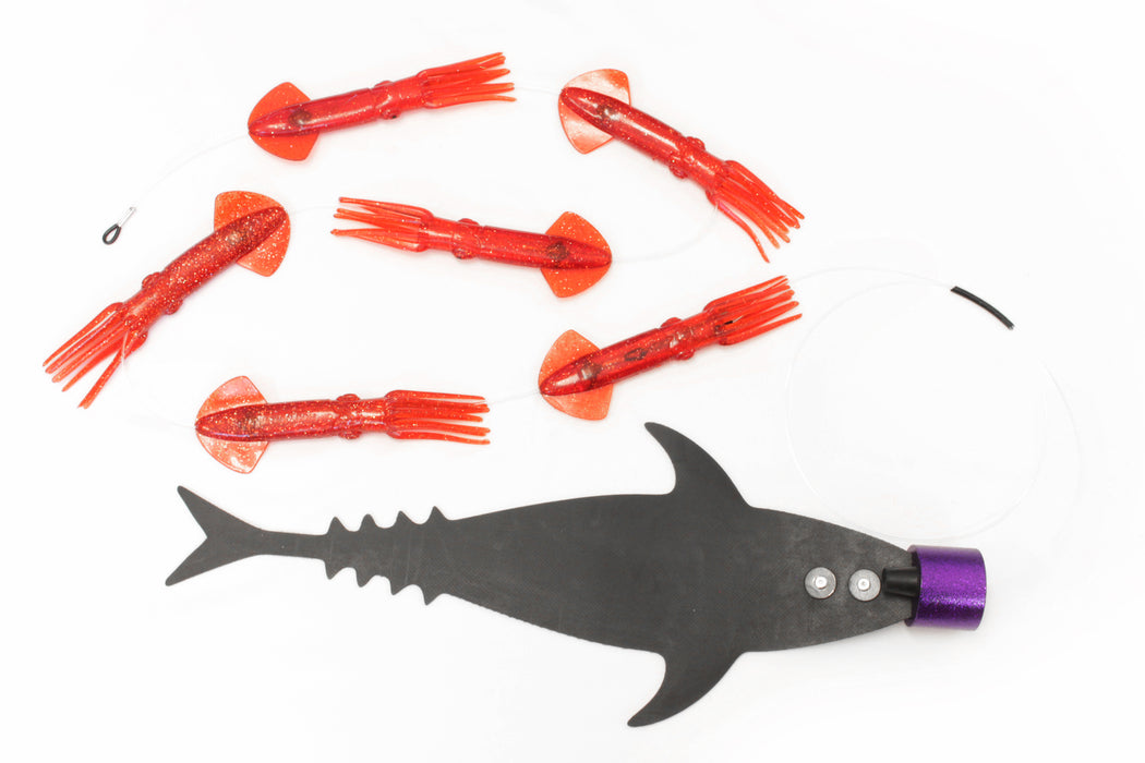 Grander Marlin Tackle Medium Blunt Cut D-Flap Teaser Squid Chain Combo Pack