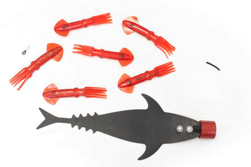 Grander Marlin Tackle Medium Blunt Cut D-Flap Teaser Squid Chain Combo Pack