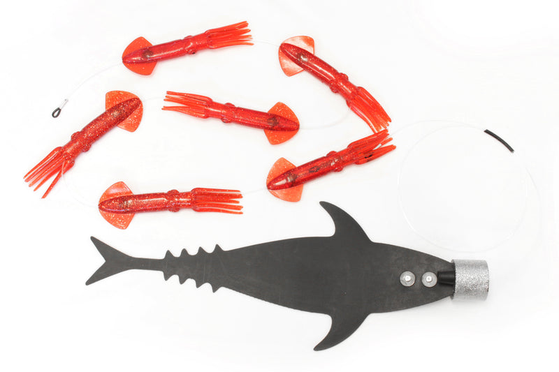 Grander Marlin Tackle Medium Blunt Cut D-Flap Teaser Squid Chain Combo Pack