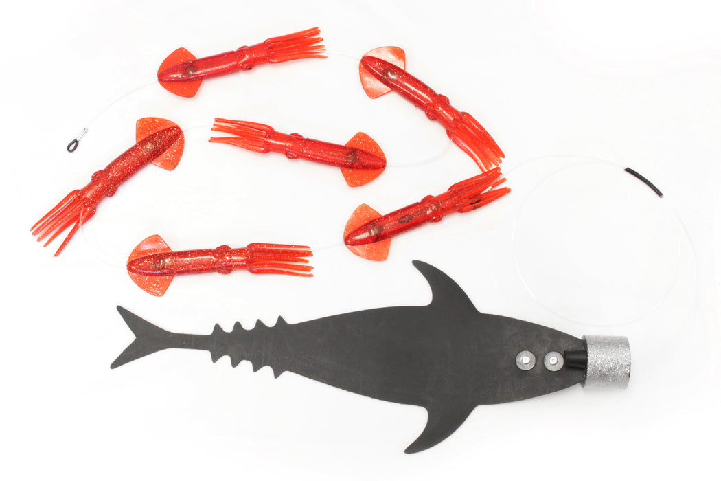 Grander Marlin Tackle Medium Blunt Cut D-Flap Teaser Squid Chain Combo Pack