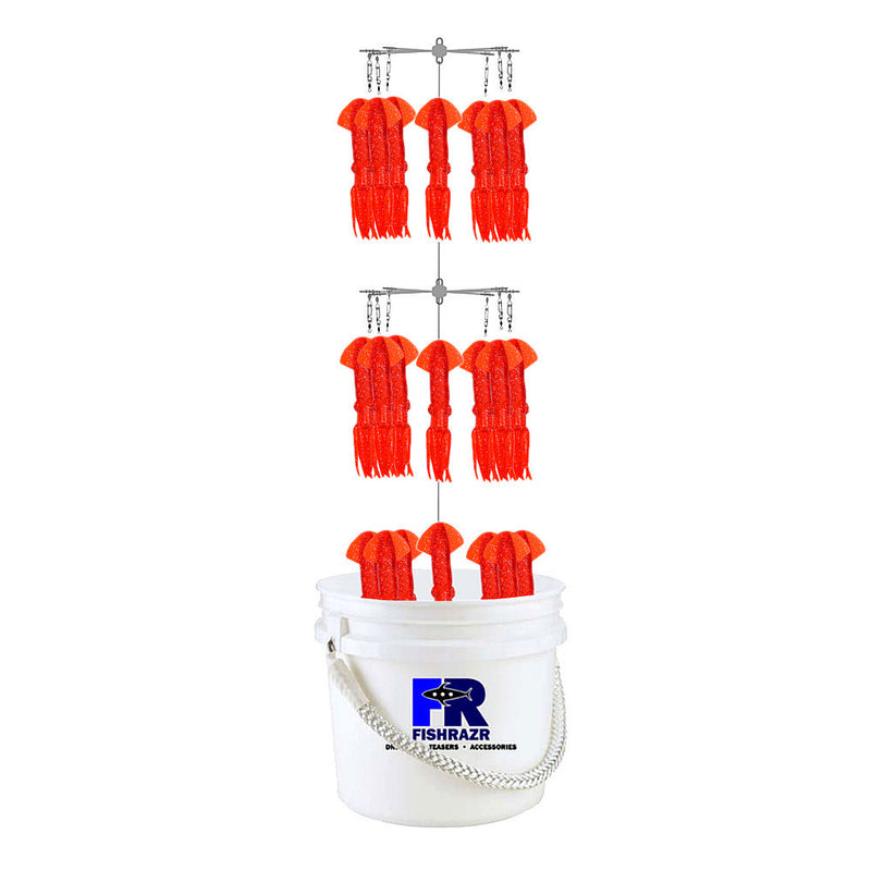 Fish Razr Bucket Dredge with 21x 9" Squid
