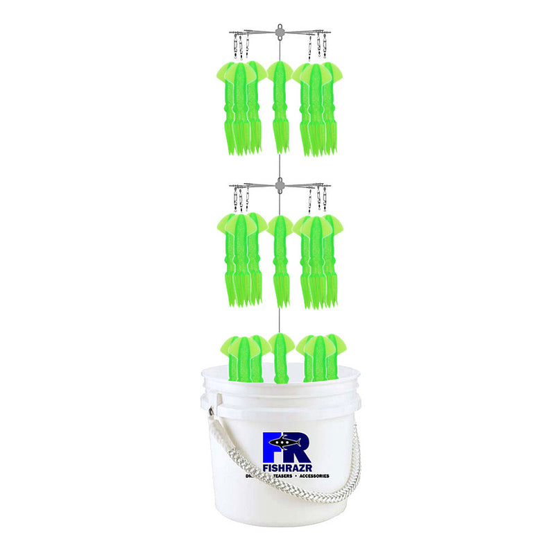 Fish Razr Bucket Dredge with 21x 9" Squid