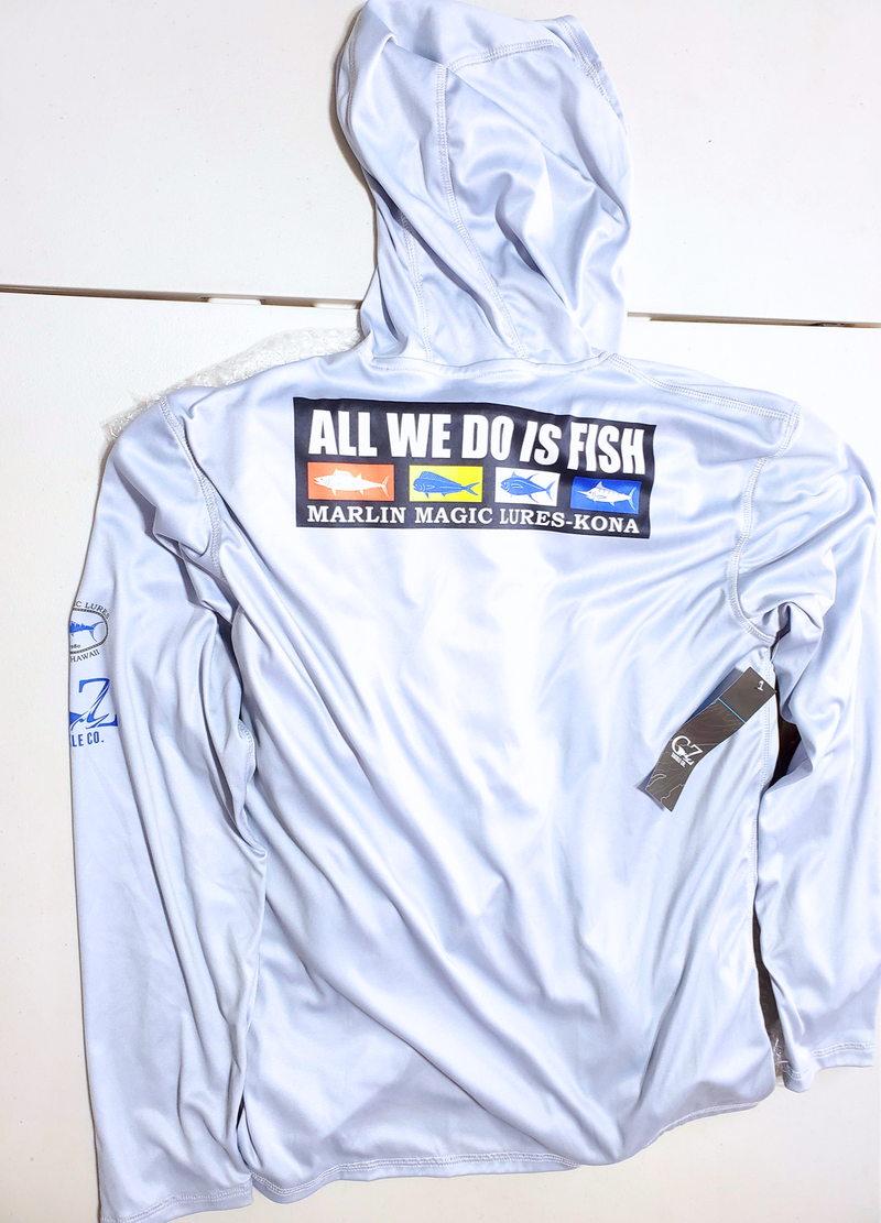 Marlin Magic "All We Do Is Fish" Performance Long-Sleeve Hoodie **Runs Size Small**