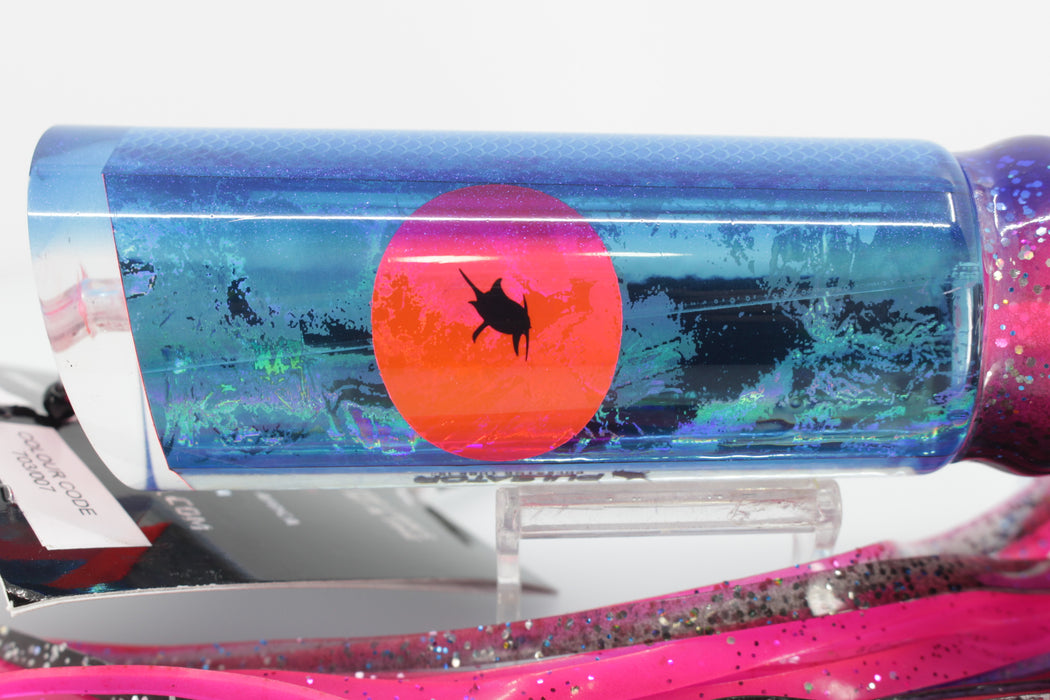 Pulsator Lures Ice Blue Chrome Rainbow Pink Eyes Single Lead Tube 16" 17oz Skirted