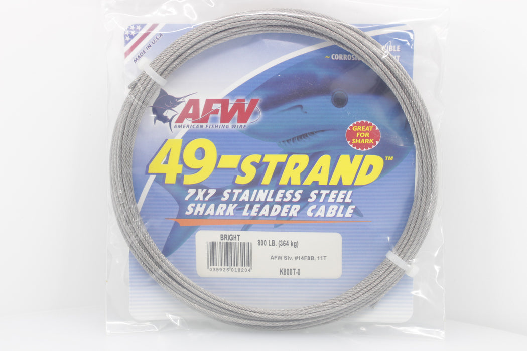 American Fishing Wire 49 Strand, 7x7 Stainless Steel Leader Cable - Strong  Heavy Duty Fishing Wire for Shark and Up to 900lb Test Camo 800 Lb Test,  2.06 Mm Dia, 30 Ft