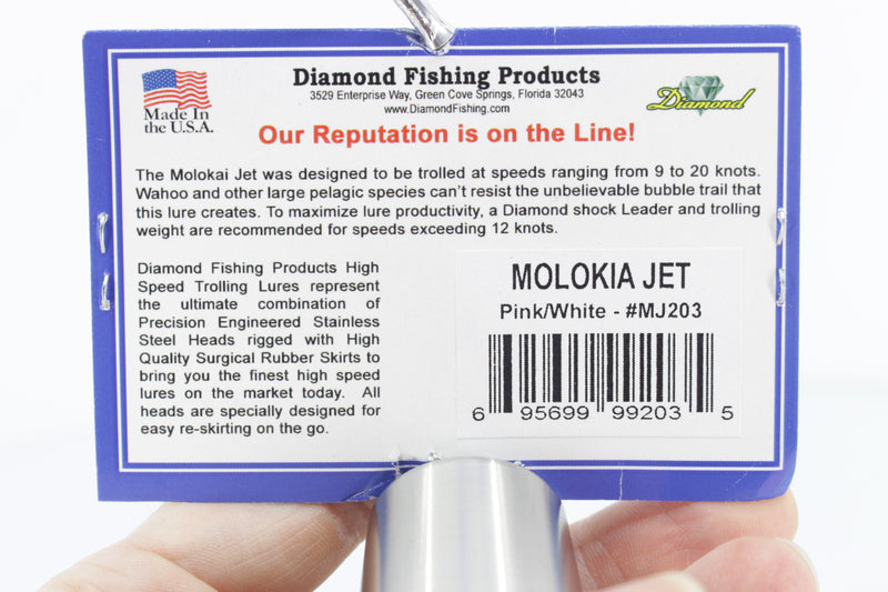 Diamond Fishing Chrome Hi-Speed Molokai Jet 10" 19oz Skirted Pink-White