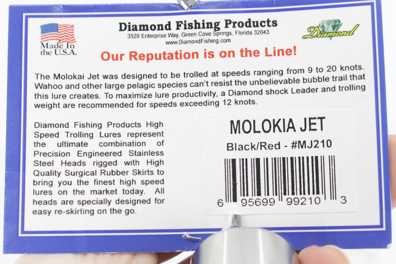 Diamond Fishing Chrome Hi-Speed Molokai Jet 10" 19oz Skirted Black-Red