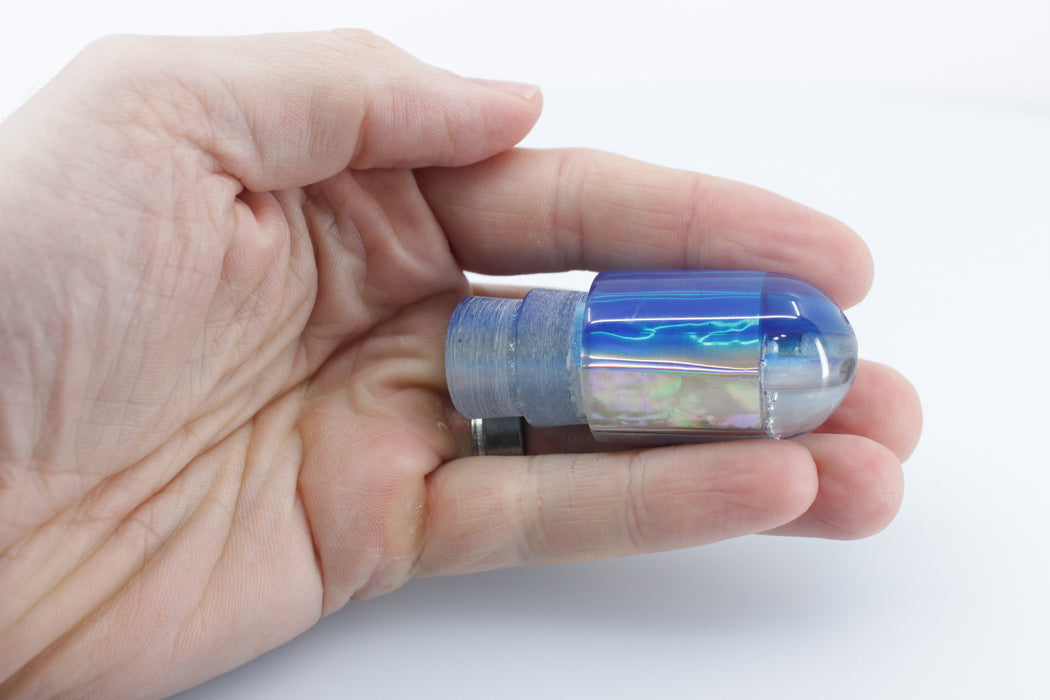 Marlin Magic White Awabi Shell Blue Back 4-Hole Jetted Ahi P Bullet 7" 2.5oz EZ-K