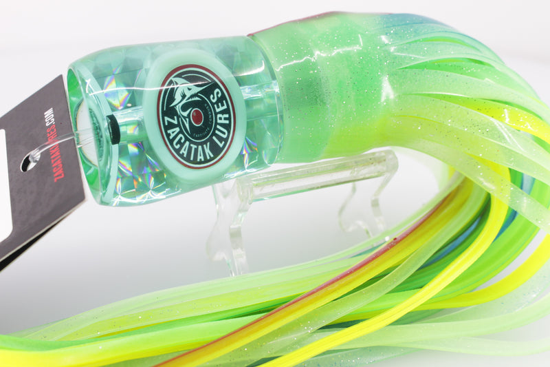 Zacatak Lures Green Rainbow Scale Medium Midge 9" 5.1oz Skirted Green Lumo