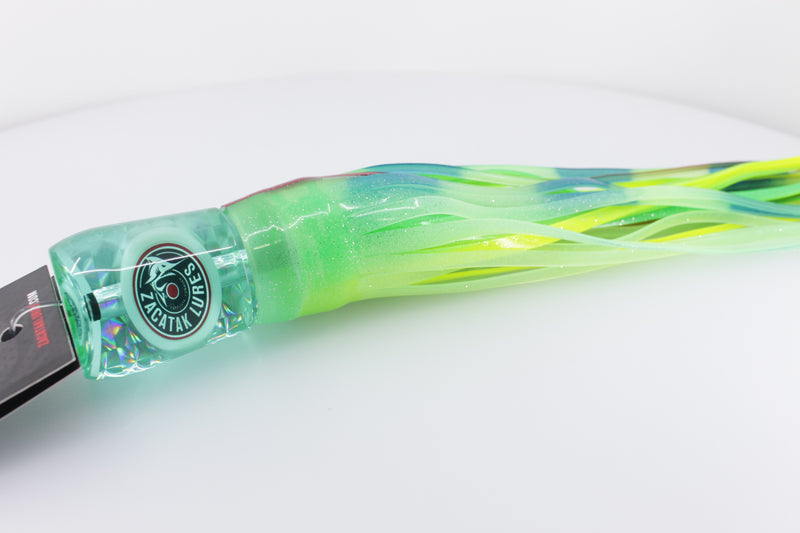 Zacatak Lures Green Rainbow Scale Medium Midge 9" 5.1oz Skirted Green Lumo
