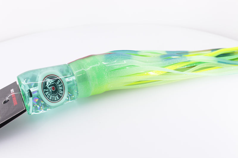 Zacatak Lures Green Rainbow Scale Medium Midge 9" 5.1oz Skirted Green Lumo