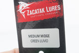 Zacatak Lures Green Rainbow Scale Medium Midge 9" 5.1oz Skirted Green Lumo