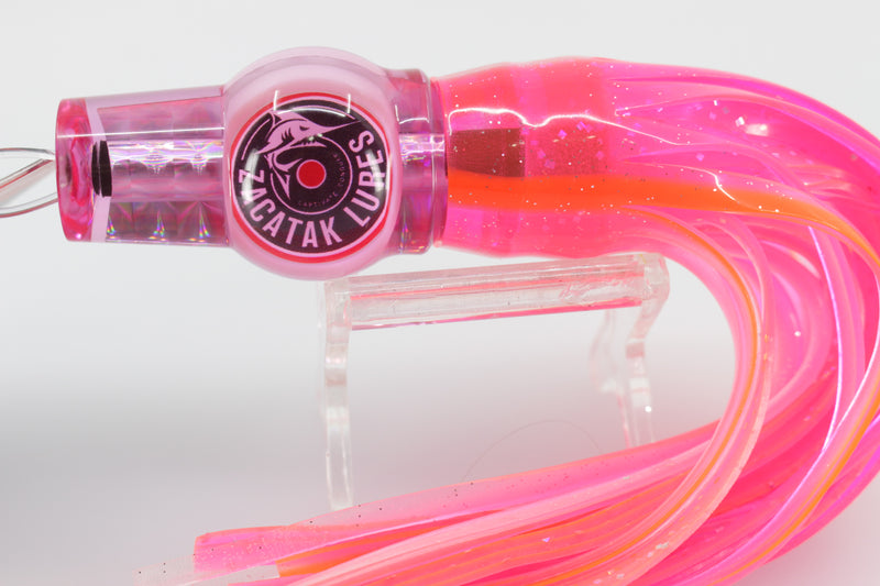 Zacatak Lures Pink Rainbow Scale Small Fatso 7" 2.4oz Skirted Pink Howler