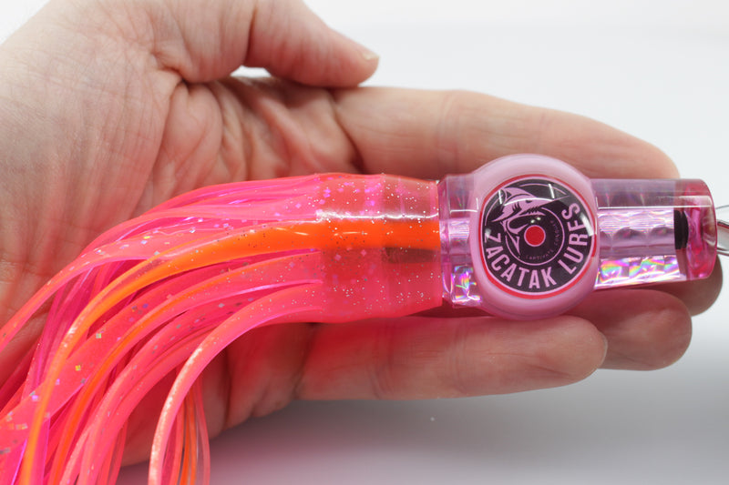 Zacatak Lures Pink Rainbow Scale Small Fatso 7" 2.4oz Skirted Pink Howler