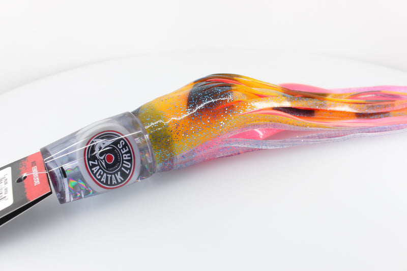 Zacatak Lures Clear Rainbow Scale Large Sprocket 12" 7.7oz Skirted Hot Yellowtail