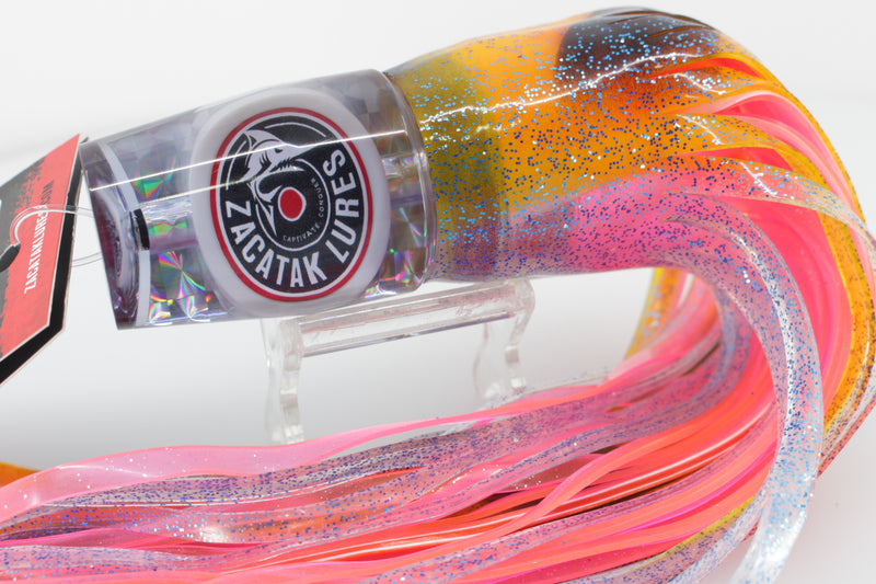 Zacatak Lures Clear Rainbow Scale Large Sprocket 12" 7.7oz Skirted Hot Yellowtail