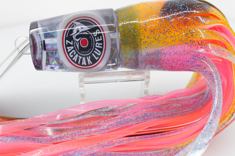 Zacatak Lures Clear Rainbow Scale Large Sprocket 12" 7.7oz Skirted Hot Yellowtail