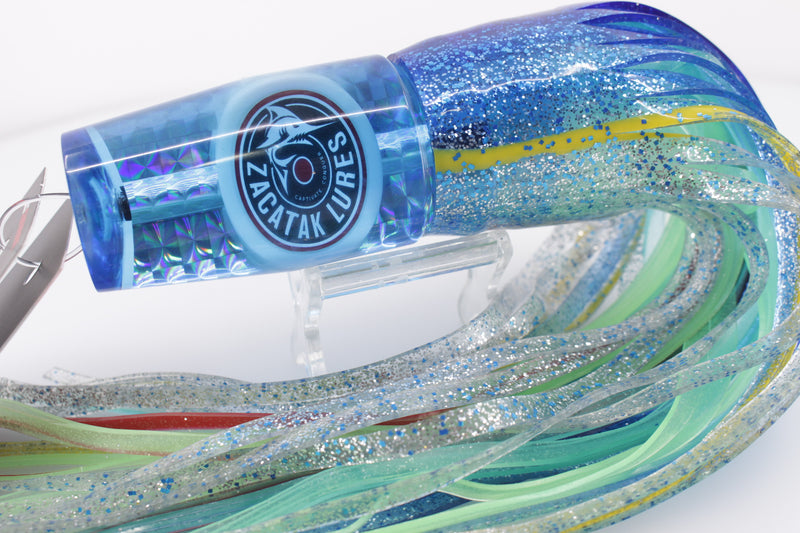 Zacatak Lures Blue Rainbow Scale Large Smoka 12" 8oz Skirted Flying Fish