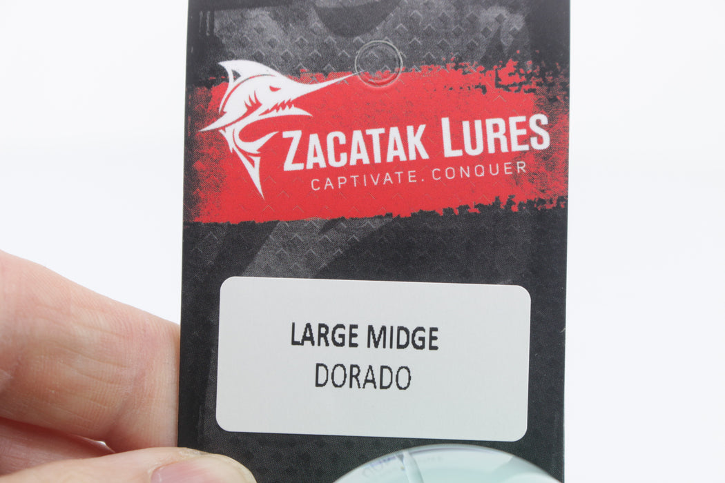 Zacatak Lures Green Rainbow Scale Large Midge 12" 7.7oz Skirted Dorado