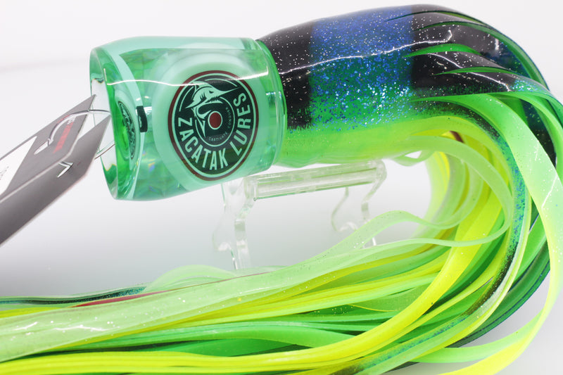 Zacatak Lures Green Rainbow Scale Large Midge 12" 7.7oz Skirted Dorado