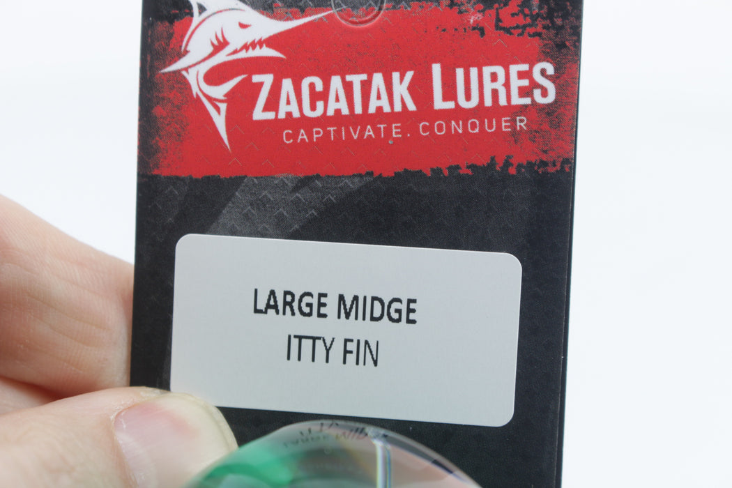 Zacatak Lures Green Rainbow Scale Large Midge 12" 7.7oz Skirted Itty Fin
