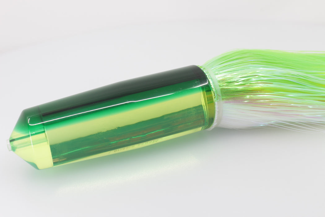 Moyes Lures Chartreuse Mirror Green Back XL Sicario Bullet 14" 13.5oz Strobez Flashabou