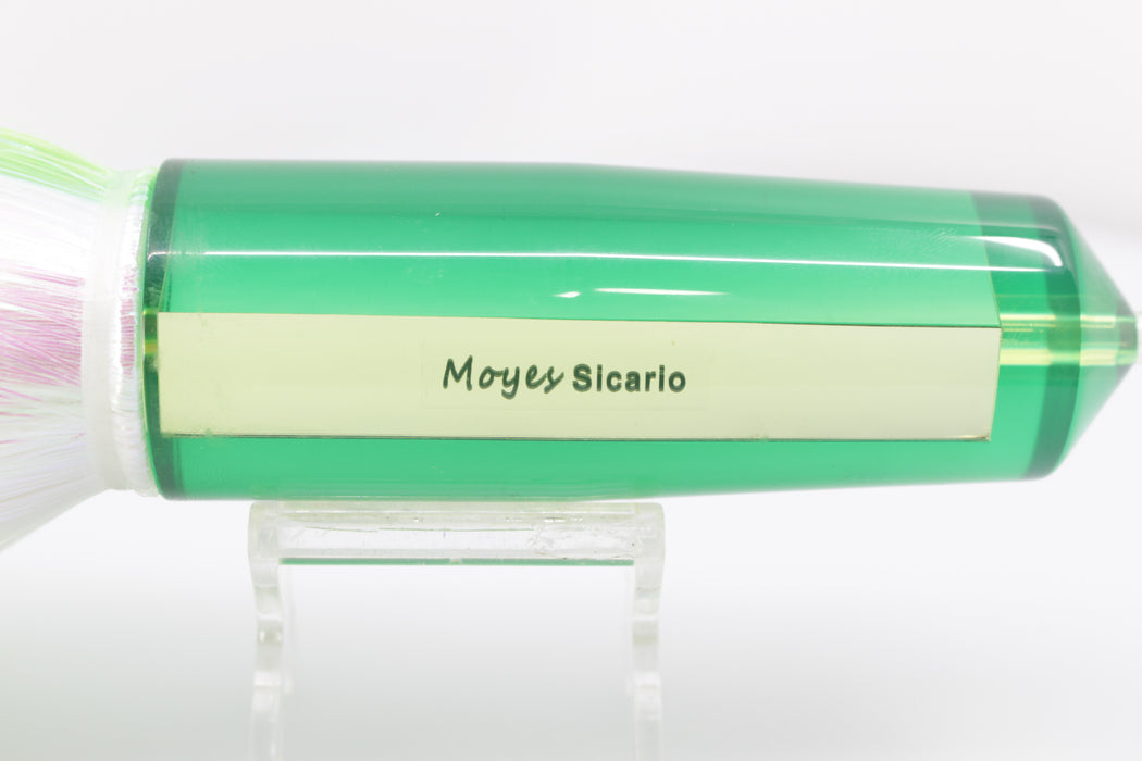Moyes Lures Chartreuse Mirror Green Back XL Sicario Bullet 14" 13.5oz Strobez Flashabou
