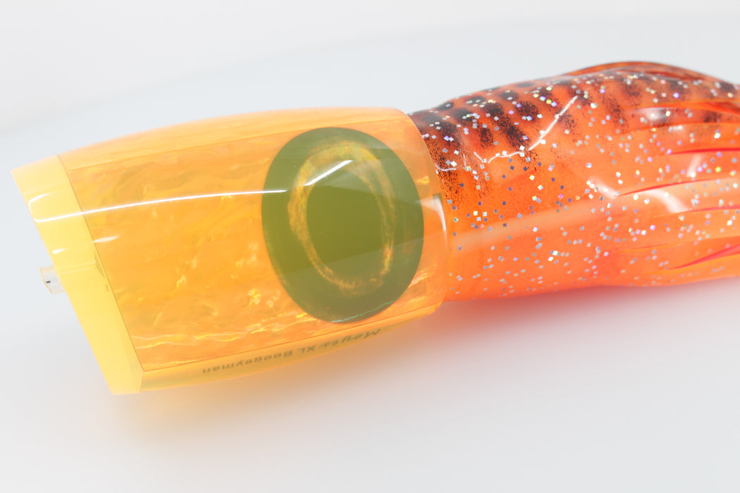 Moyes Lures Fluorescent Orange Awabi Pearl XL Boogeyman 16" 14.4oz Skirted